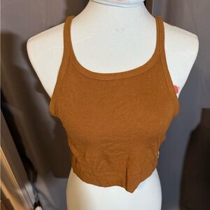 RVCA Brown Ribbed Tank Top